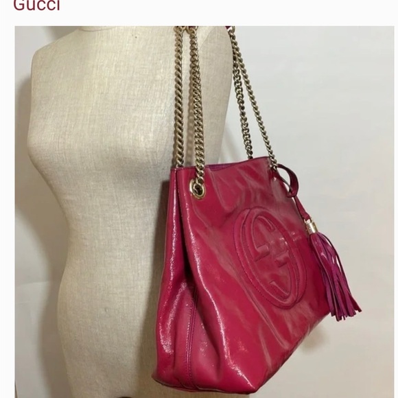 Gucci Soho medium size/Gucci Soho Medium Black Double Leather Chain Shoulder Bag - Picture 8 of 16